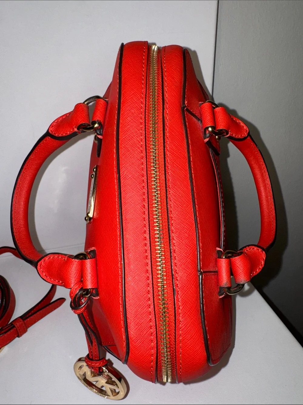Michael Kors Mandarin Orange Saffiano Leather Small Satchel Crossbody